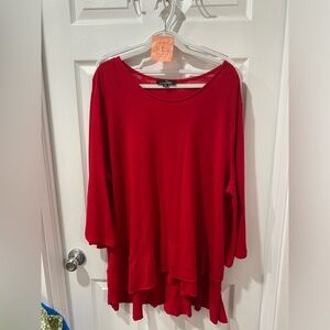 Suzanne Betro women’s size 4X, long sleeve red blouse, good condition